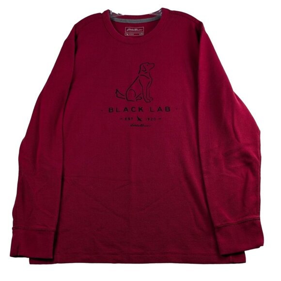 Eddie Bauer Black Lab Red Long Sleeve Crew Neck Waffle Thermal Mens TXL Shirt - Picture 1 of 10